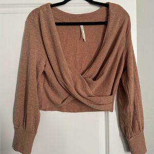 Anthropologie Twist Front Cropped Sweater